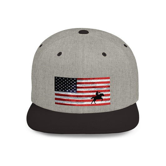 heather grey/black american flag trucker hat