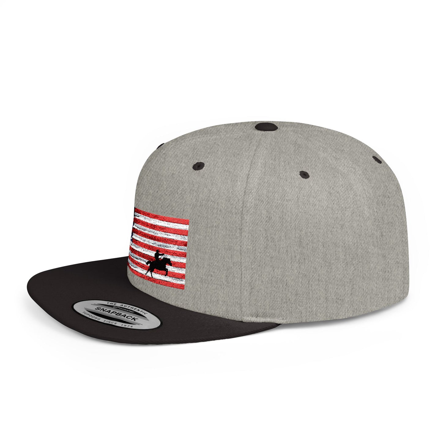 heather grey/black american flag trucker hat